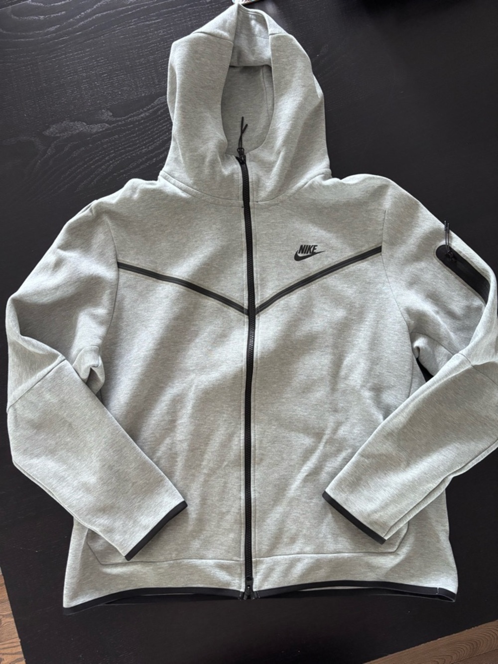 Nike Light Gray Zip-Up Hoodie with Black Trim